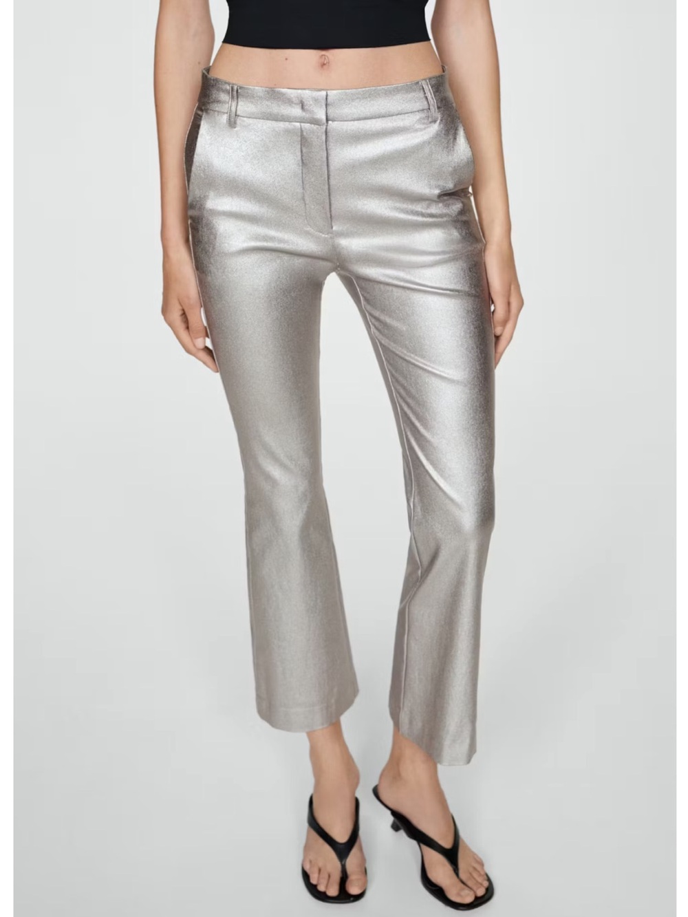 MANGO Metallic Flared Pants | Size 8 | NWT
